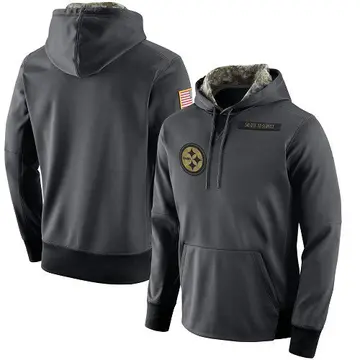 men's pittsburgh steelers nike tan 2019 salute to service sideline therma pullover hoodie