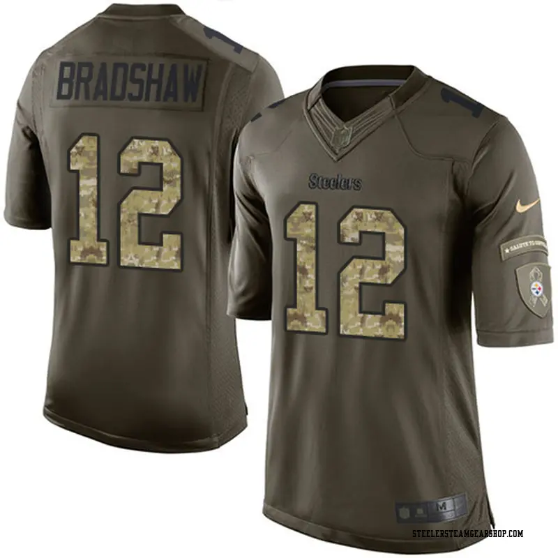 Men's Pittsburgh Steelers Terry Bradshaw Green Limited Salute to Service Jersey By Nike