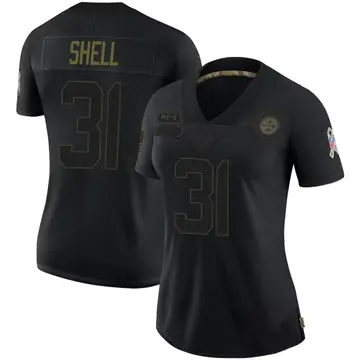 Women's Pittsburgh Steelers Donnie Shell Black Limited 2020 Salute To Service Jersey By Nike