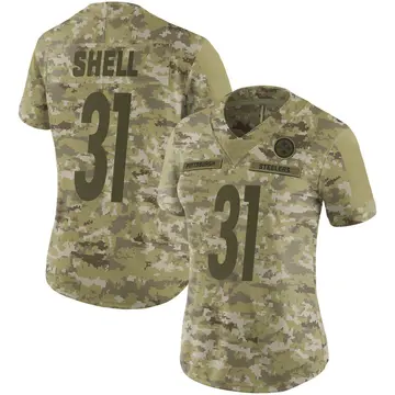 Women's Pittsburgh Steelers Donnie Shell Camo Limited 2018 Salute to Service Jersey By Nike