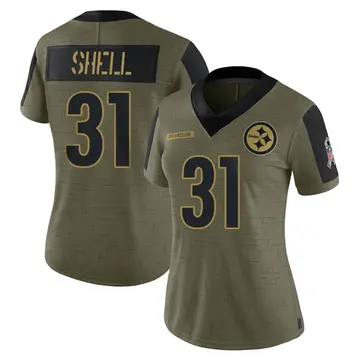 Women's Pittsburgh Steelers Donnie Shell Olive Limited 2021 Salute To Service Jersey By Nike