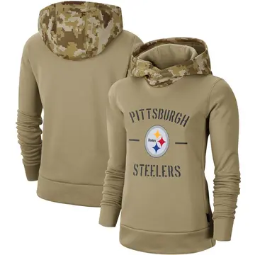 men's pittsburgh steelers nike tan 2019 salute to service sideline therma pullover hoodie